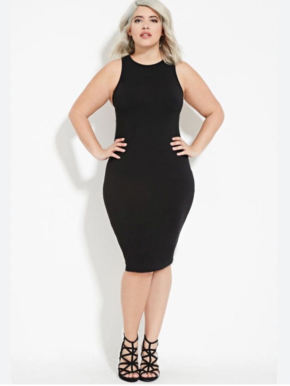 Forever 21 Black Ribbed Cotton Tank Dress 0X/1X-NWT